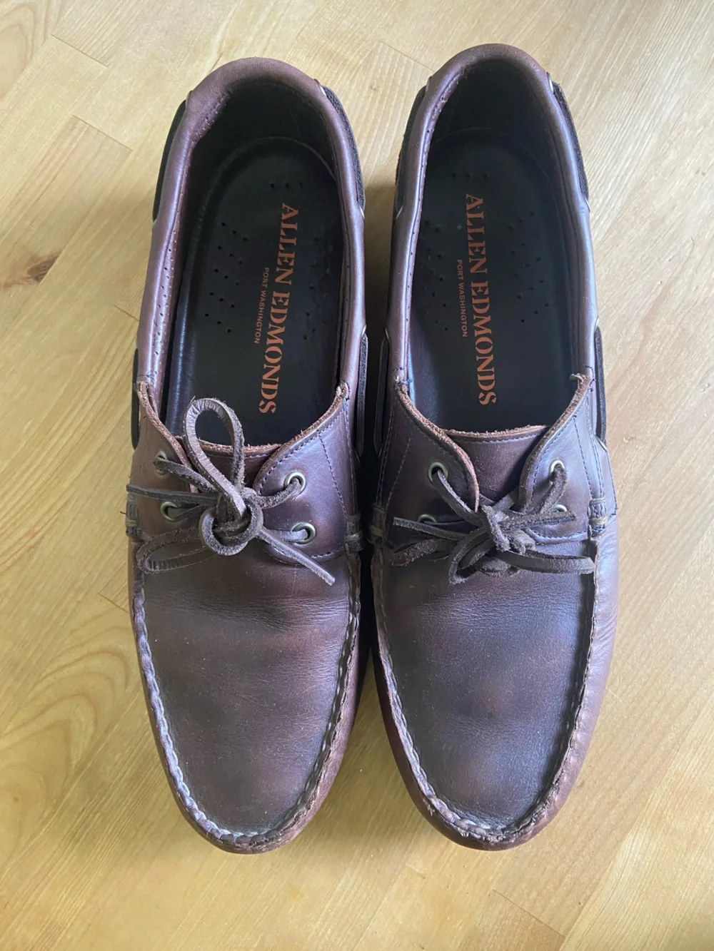 Allen Edmonds Dark Brown Leather Moc-Toe Boat Shoes